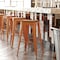 Flash Furniture 30" Orange Metal Stool-Teak Poly Seat CH-31320-30-OR-PL2T-GG - alternate 1